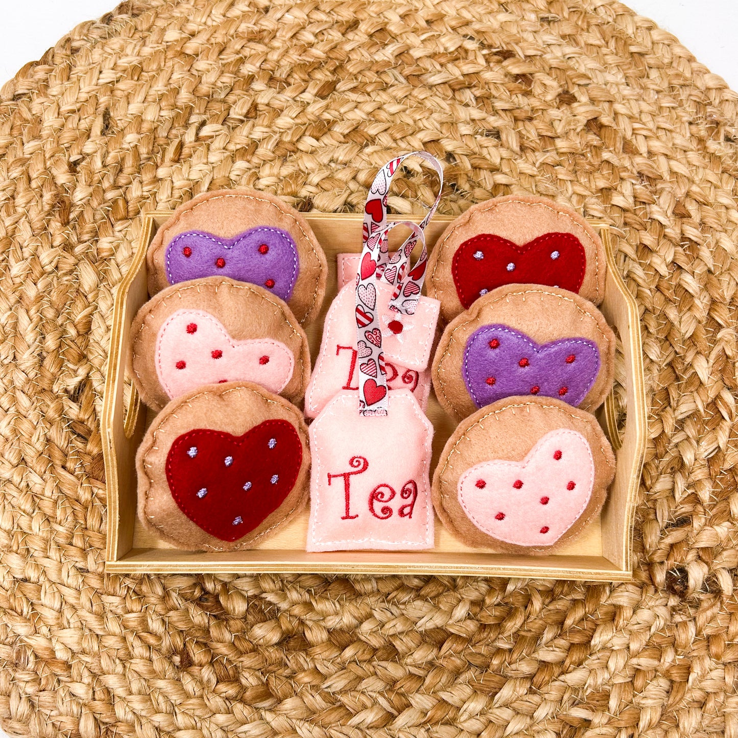 Valentine Tea & Cookie Set - Light Pink, Purple and Red
