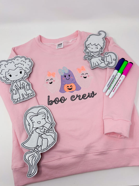 Spooky Crewneck | Pink with Glow-in-the-Dark Ghost Trio