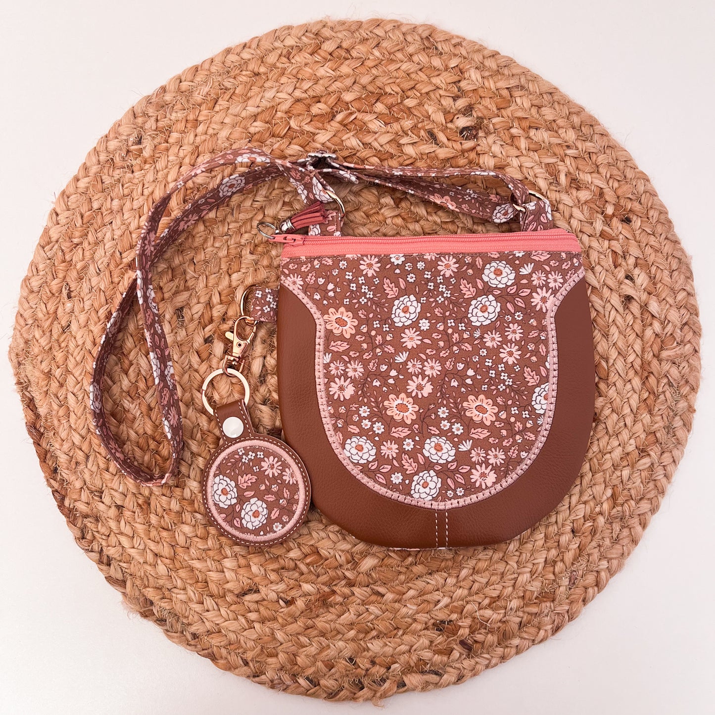 Brown Dainty Floral Scoop Purse