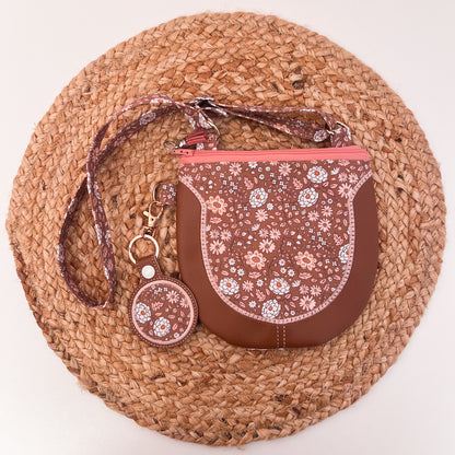 Brown Dainty Floral Scoop Purse