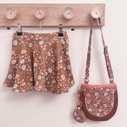 Brown Dainty Floral Scoop Purse