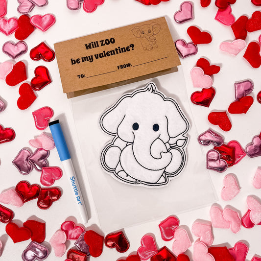 Will ZOO be my valentine? Doodle Doll SINGLE (Elephant)