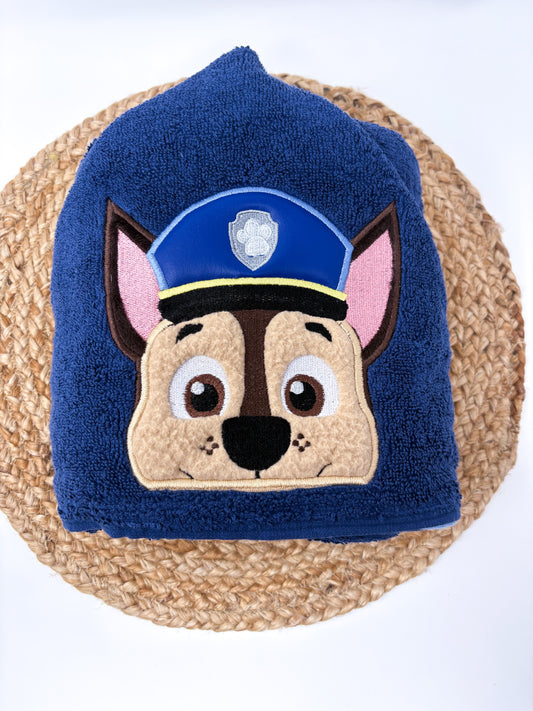 Hooded Towel | Navy Police Pup
