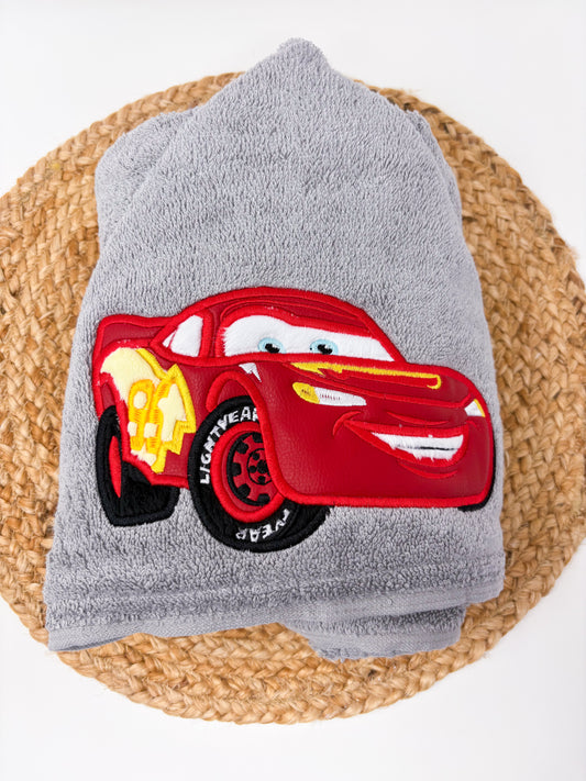 Hooded Towel | Grey Fast Car