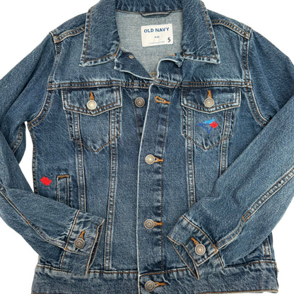 Baseball Denim Jacket | Size 8 | Dark Medium Wash