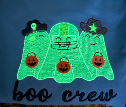 Spooky Crewneck | Blue with Glow-in-the-Dark Ghost Trio