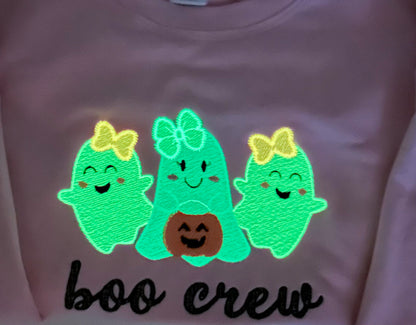 Spooky Crewneck | Pink with Glow-in-the-Dark Ghost Trio