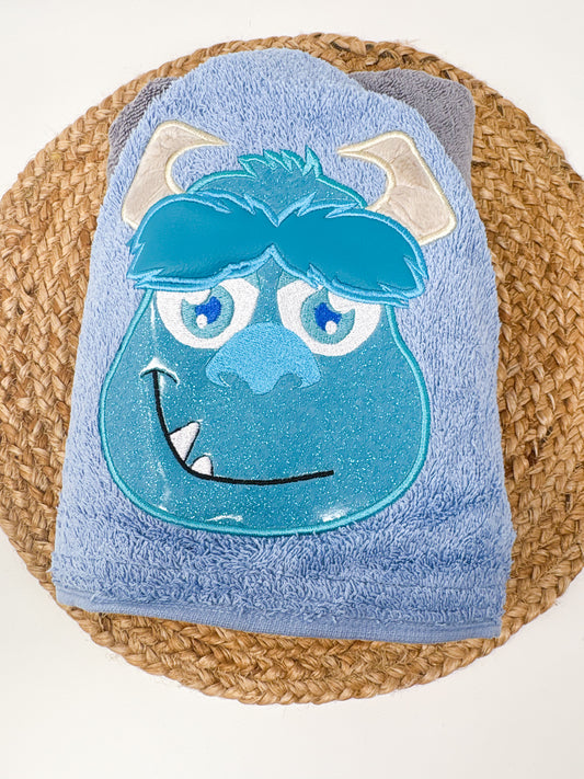 Hooded Towel | Blue Fuzzy Monster
